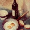 Louis Van Lint, Nature morte aux oeufs sur le plat, 1928, huile sur toile, 64 x 49 cm